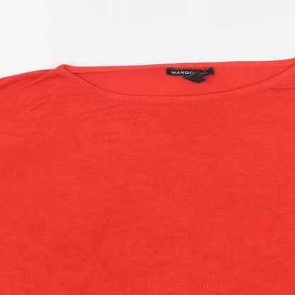 Mango Womens Red Round Neck Polyester Pullover Jumper Size M