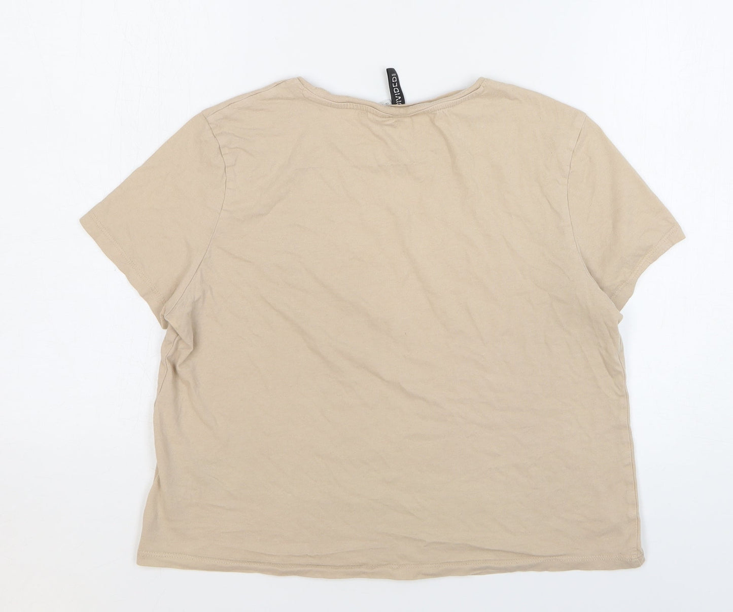 H&M Womens Beige Cotton Cropped T-Shirt Size M Round Neck - Midtown United States