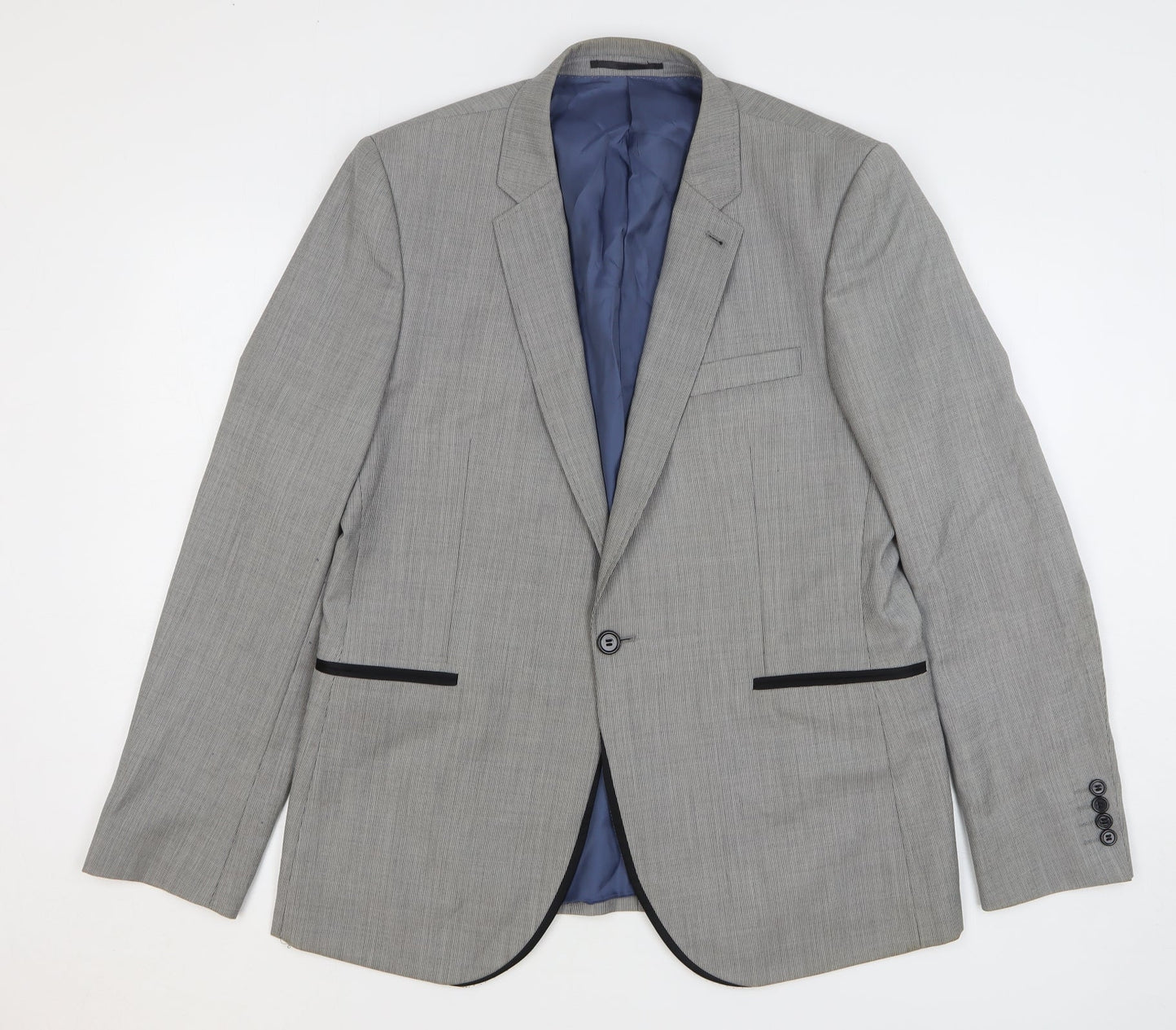 Topman Mens Grey Geometric Wool Jacket Blazer Size 42