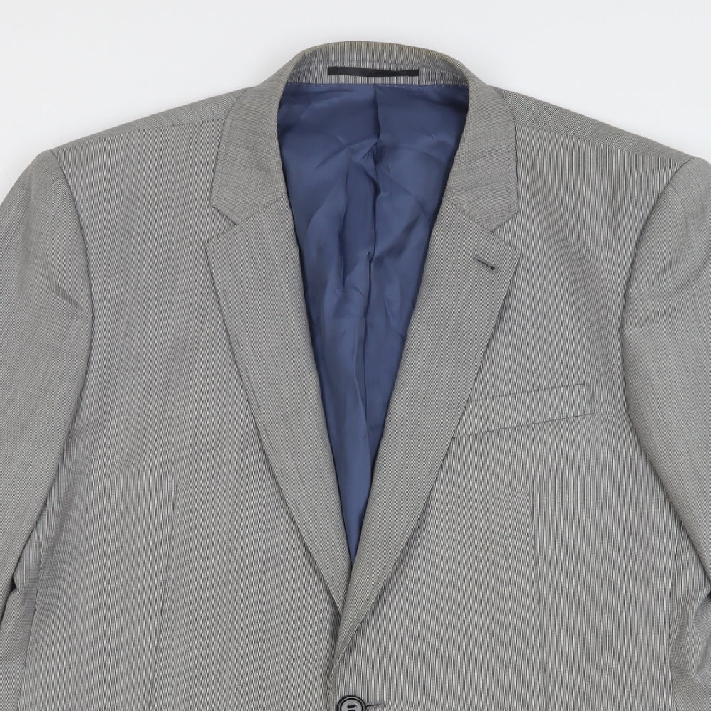 Topman Mens Grey Geometric Wool Jacket Blazer Size 42