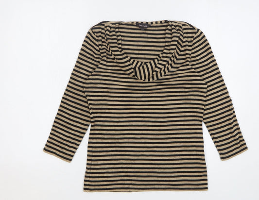 Phase Eight Womens Beige Cowl Neck Striped Viscose Pullover Jumper Size 12
