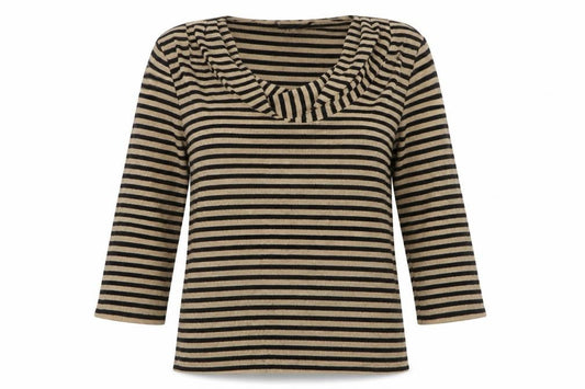Phase Eight Womens Beige Cowl Neck Striped Viscose Pullover Jumper Size 12