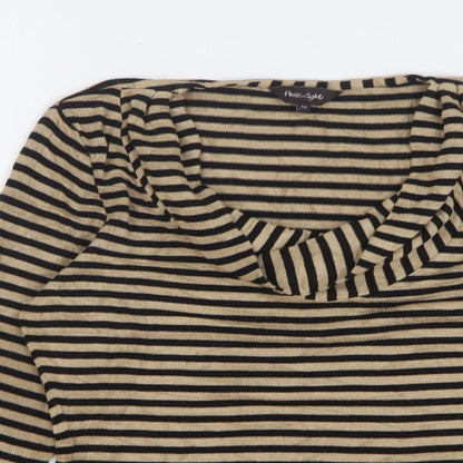 Phase Eight Womens Beige Cowl Neck Striped Viscose Pullover Jumper Size 12
