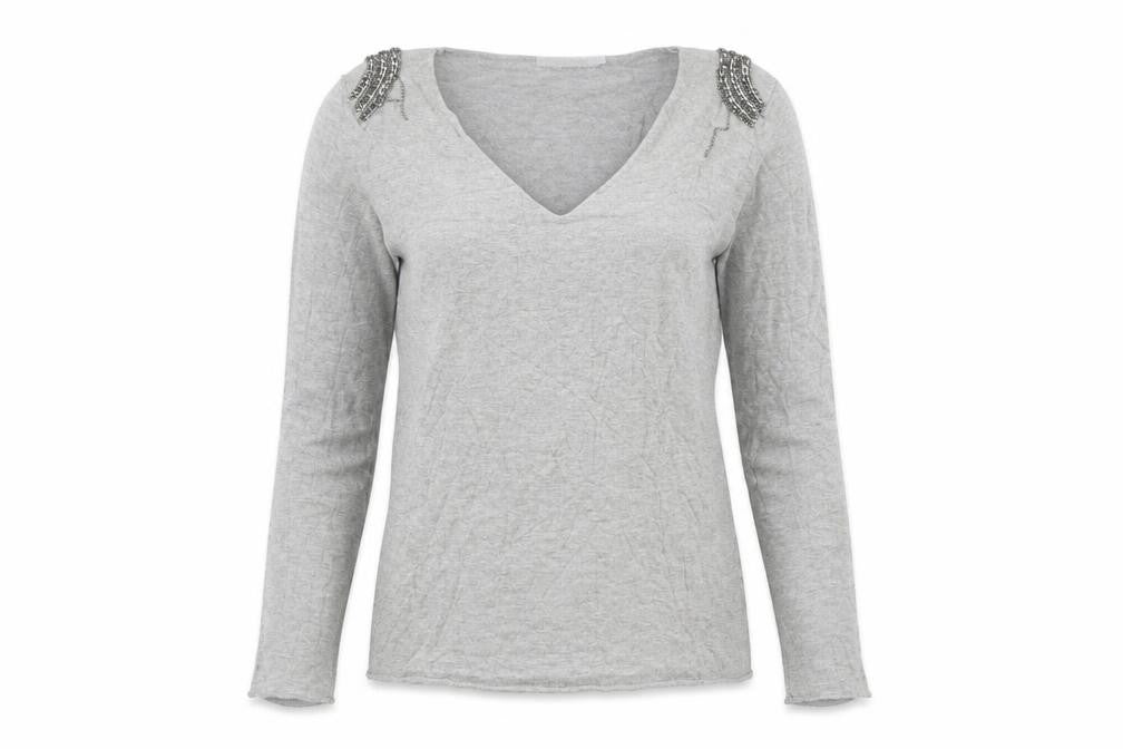 D.D. Style Womens Grey V-Neck Viscose Pullover Jumper Size L