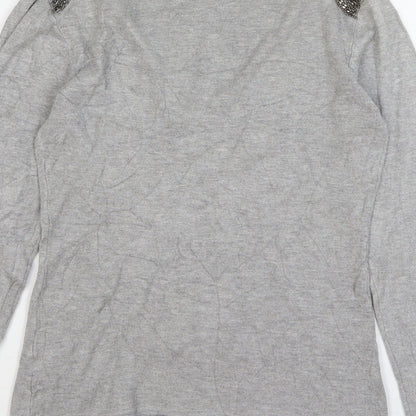 D.D. Style Womens Grey V-Neck Viscose Pullover Jumper Size L