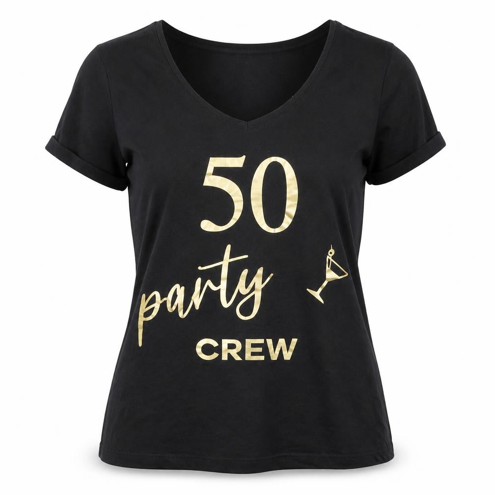 Dunnes Womens Black Cotton Basic T-Shirt Size M Round Neck - 50 party crew