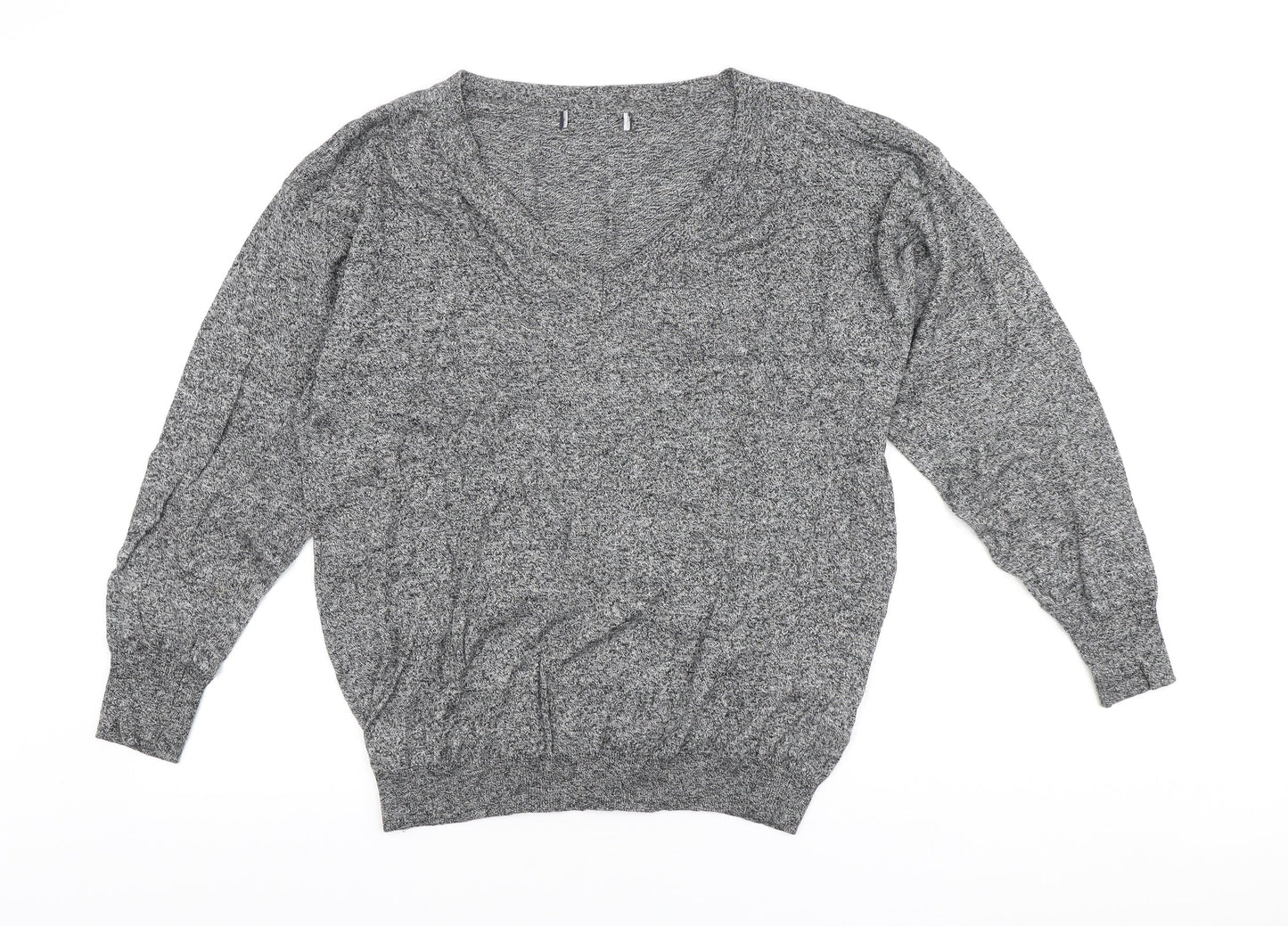 Marks and Spencer Womens Grey Round Neck Cotton Pullover Jumper Size 14