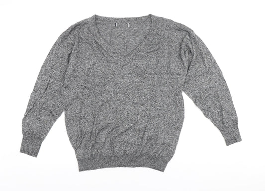 Marks and Spencer Womens Grey Round Neck Cotton Pullover Jumper Size 14