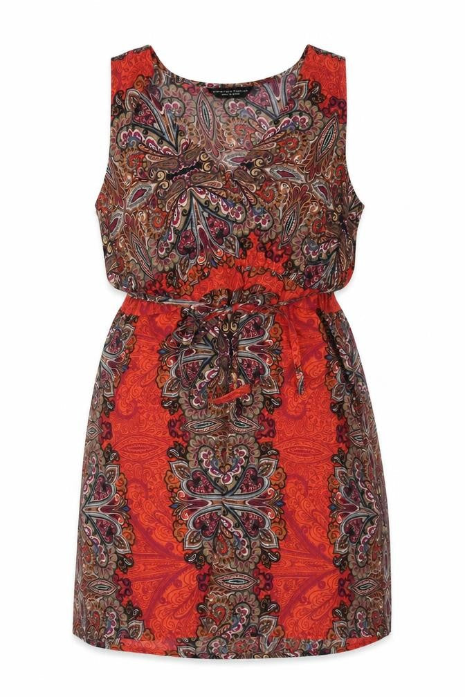 Dorothy Perkins Womens Red Paisley Polyester Mini Size 12 V-Neck