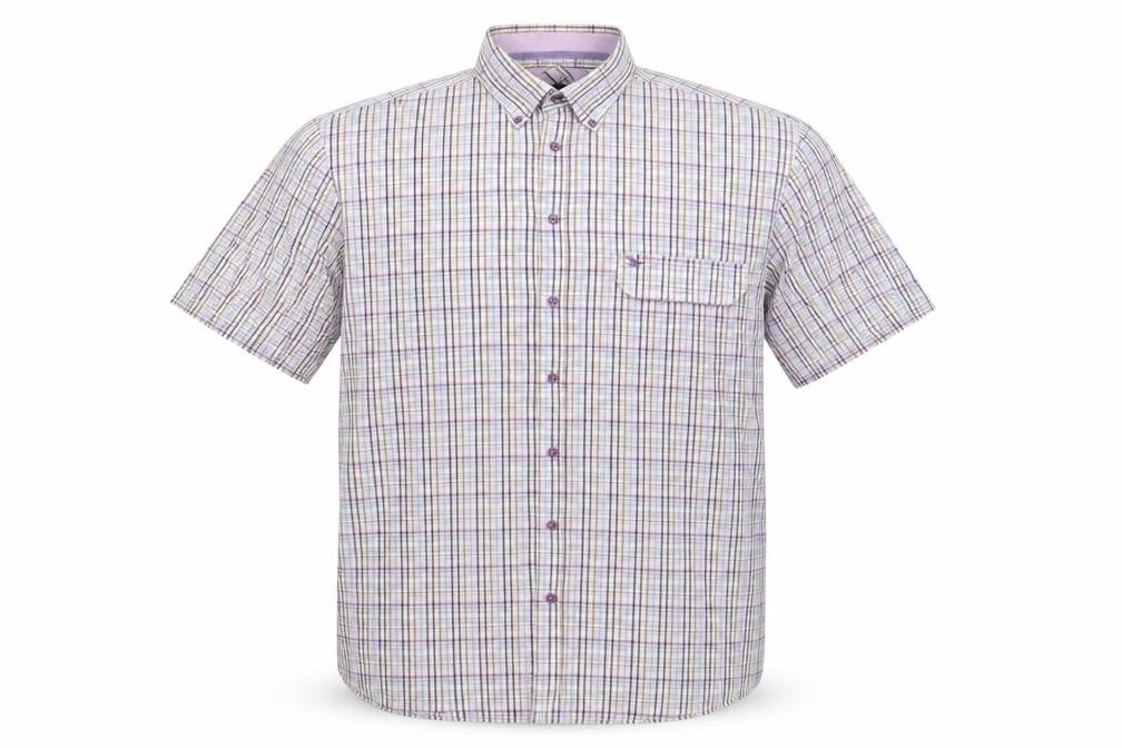 Oakman Mens Multicoloured Plaid Cotton Button-Up Size XL Collared Button