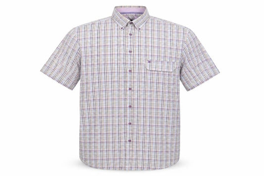 Oakman Mens Multicoloured Plaid Cotton Button-Up Size XL Collared Button