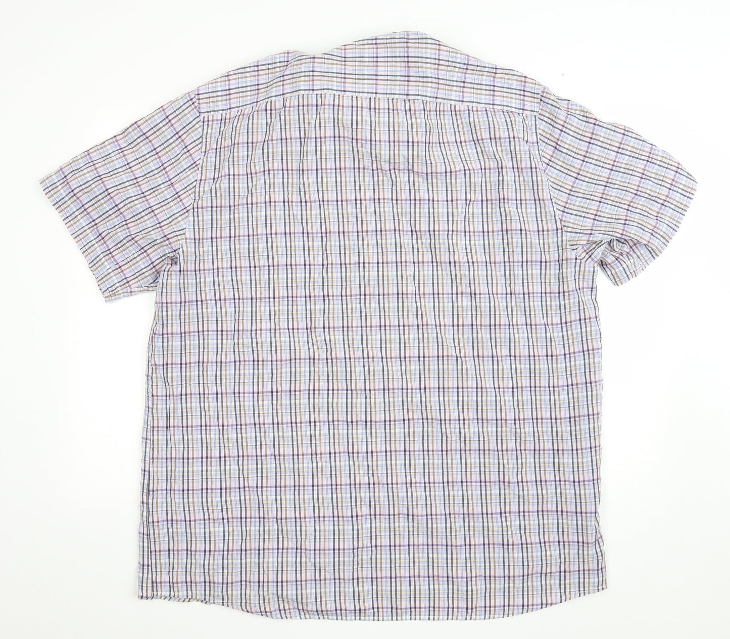 Oakman Mens Multicoloured Plaid Cotton Button-Up Size XL Collared Button