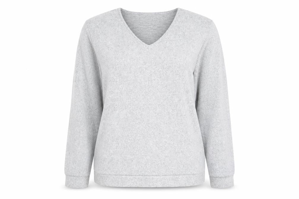Find Womens Grey Polyester Pullover Sweatshirt Size M Pullover - Lounge Top