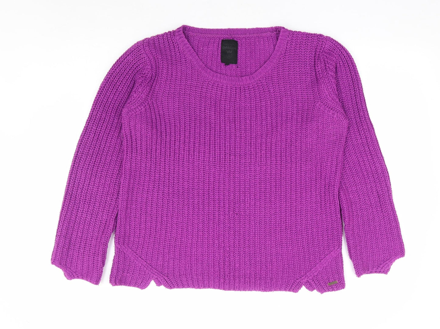 Goldigga Womens Purple Round Neck Acrylic Pullover Jumper Size 16