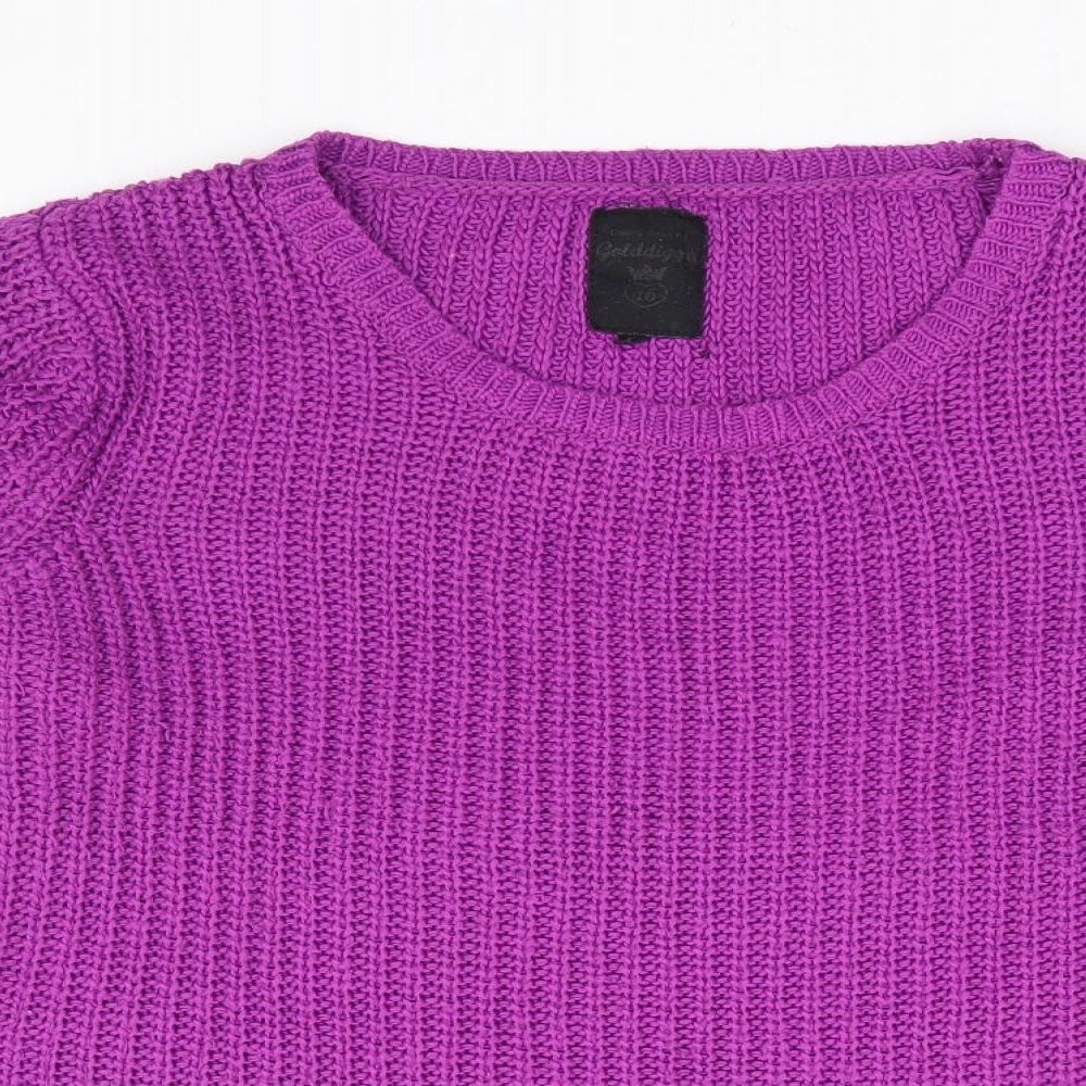 Goldigga Womens Purple Round Neck Acrylic Pullover Jumper Size 16