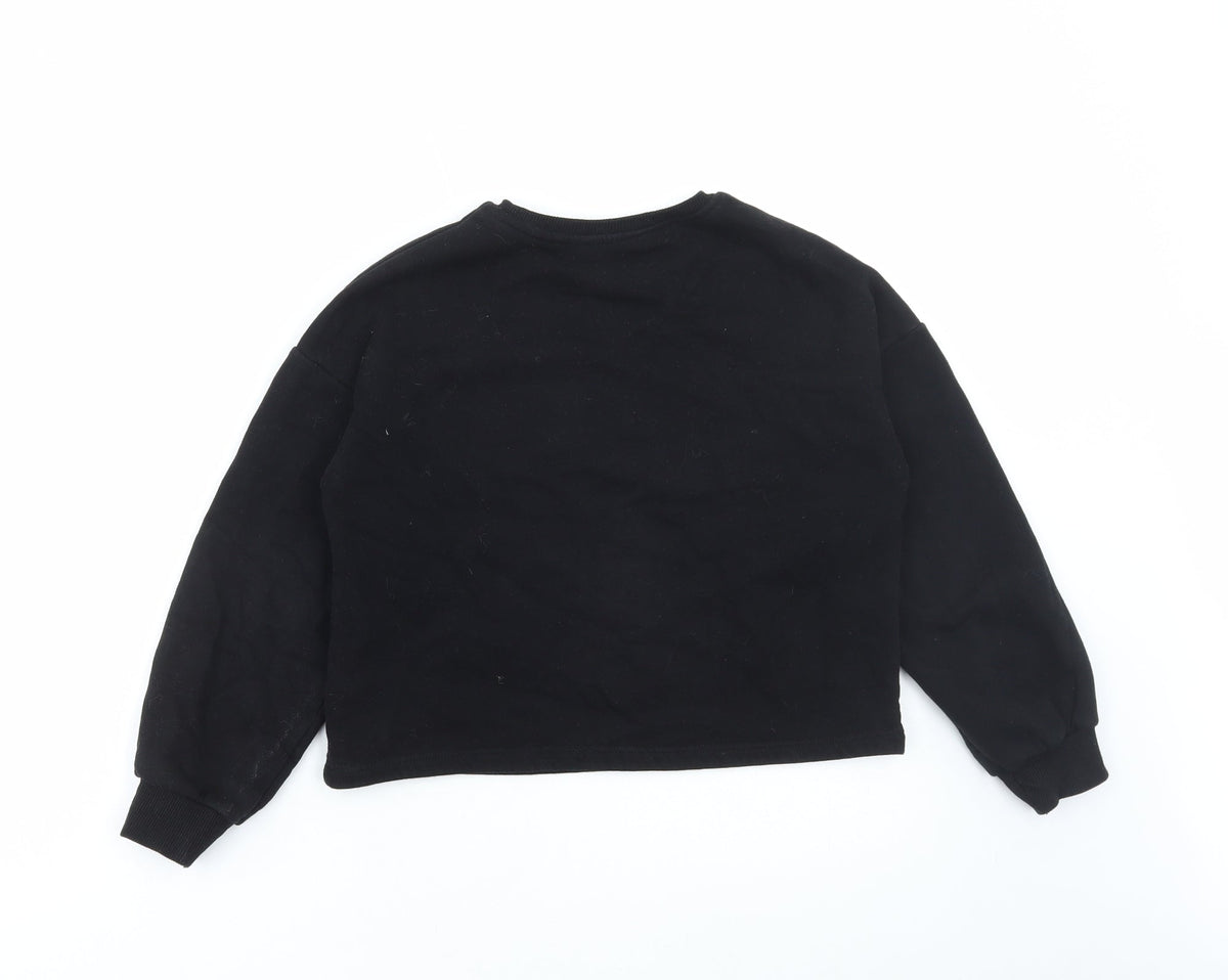 Dunnes Stores Girls Black Cotton Pullover Hoodie Size 10-11 Years Pullover - Aim for the stars