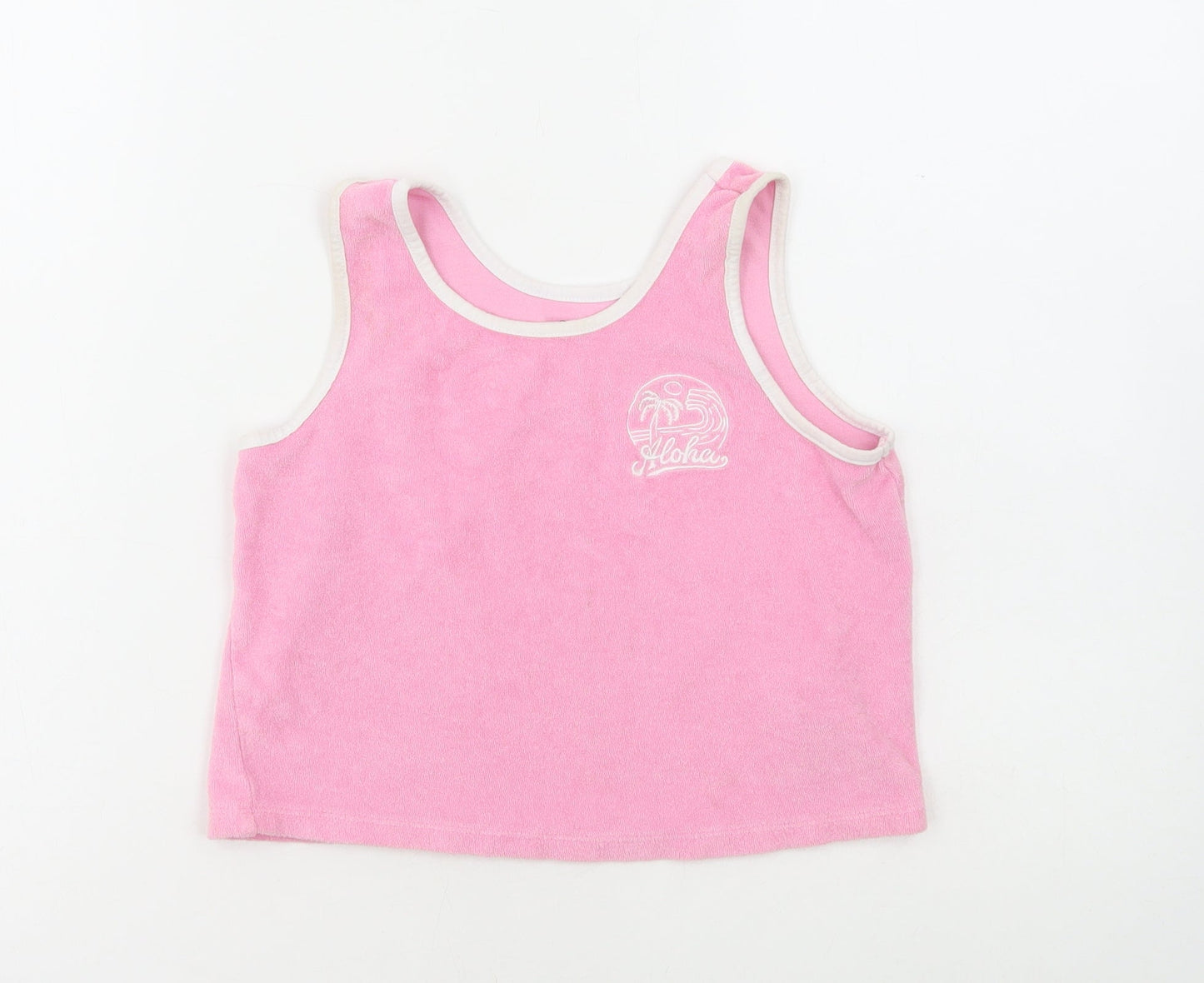 Primark Girls Pink Cotton Basic Tank Size 9-10 Years Round Neck Pullover - Aloha