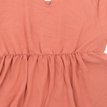 SHEIN Womens Orange Polyester Basic Blouse Size L Round Neck