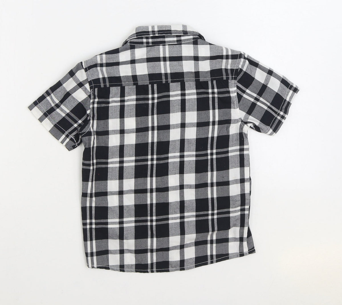 Rebel Boys Black Plaid 100% Cotton Basic Button-Up Size 4-5 Years Collared Button