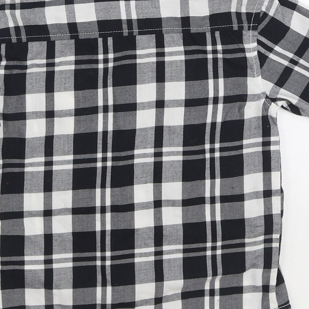 Rebel Boys Black Plaid 100% Cotton Basic Button-Up Size 4-5 Years Collared Button