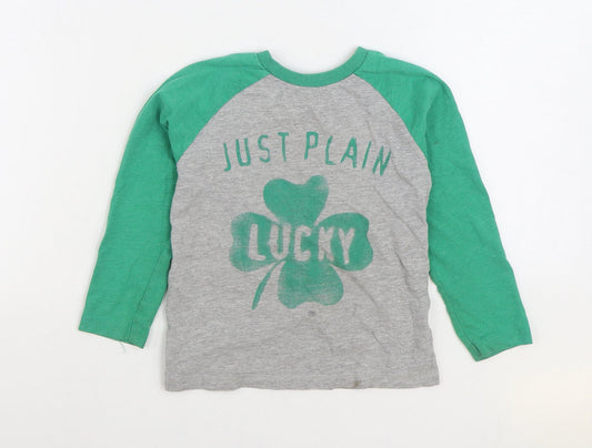 Dunnes Stores Boys Grey 100% Cotton Basic T-Shirt Size 5 Years Round Neck Pullover - Just Plain Lucky