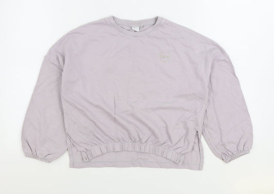 NEXT Girls Grey Cotton Pullover Sweatshirt Size 10 Years Pullover - Cropped Love