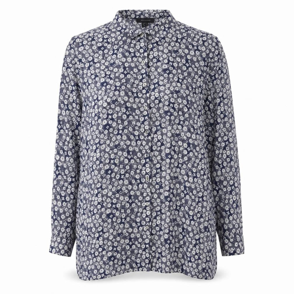Atmosphere Womens Blue Floral Polyester Basic Button-Up Size 14 Collared