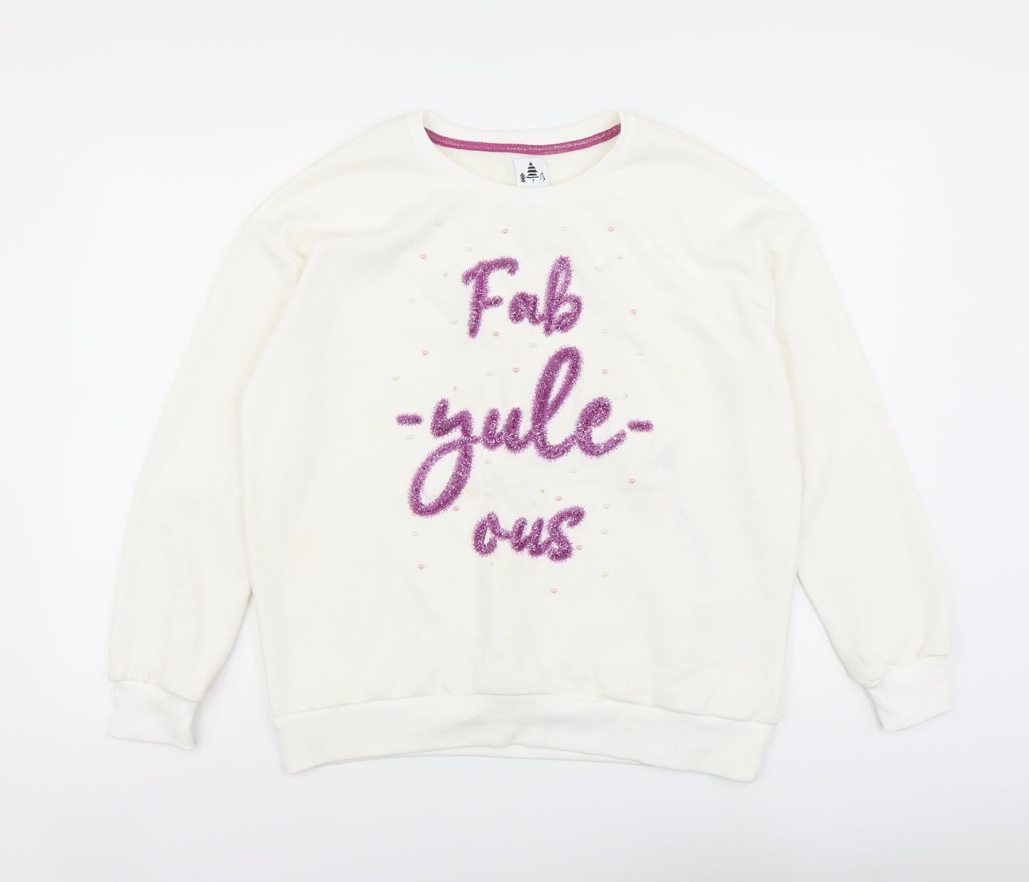 George Womens White Cotton Pullover Sweatshirt Size M Pullover