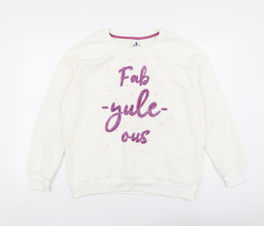 George Womens White Cotton Pullover Sweatshirt Size M Pullover