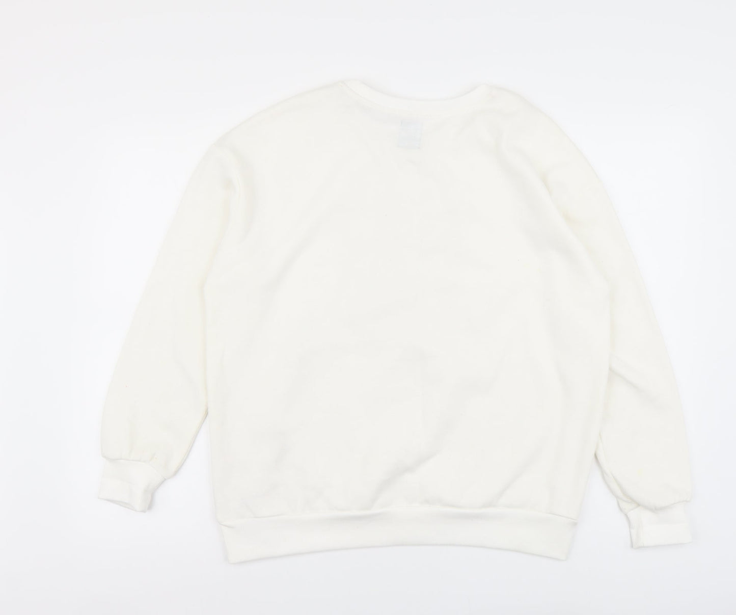 George Womens White Cotton Pullover Sweatshirt Size M Pullover