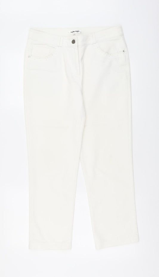 Gerard Womens White Cotton Straight Jeans Size 12 L26 in Regular Button