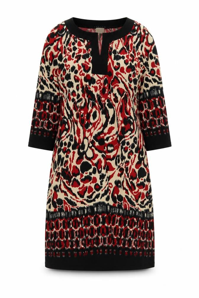 Tiana B. Womens Multicoloured Geometric Polyester A-Line Size S V-Neck Pullover