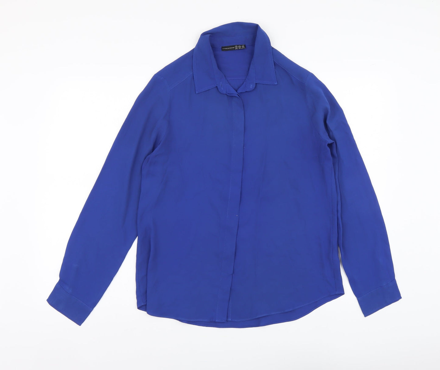 Atmosphere Womens Blue Polyester Basic Button-Up Size 14 Collared