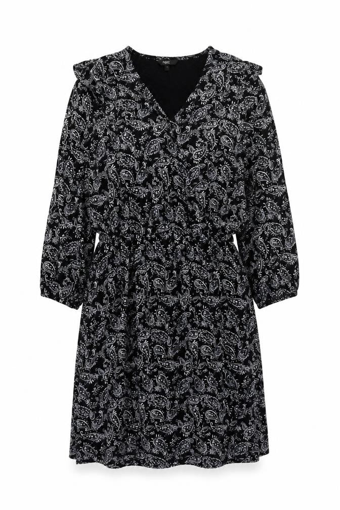 NEXT Womens Black Paisley Viscose A-Line Size 10 V-Neck Pullover