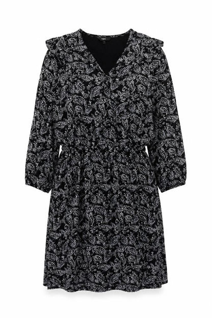 Next Womens Black Paisley Viscose A-Line Size 10 V-Neck Pullover