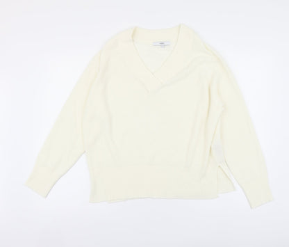 Next Womens Ivory V-Neck Acrylic Pullover Jumper Size M