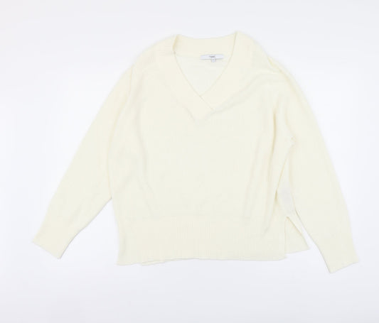 NEXT Womens Ivory V-Neck Acrylic Pullover Jumper Size M