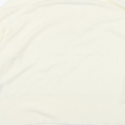 Next Womens Ivory V-Neck Acrylic Pullover Jumper Size M