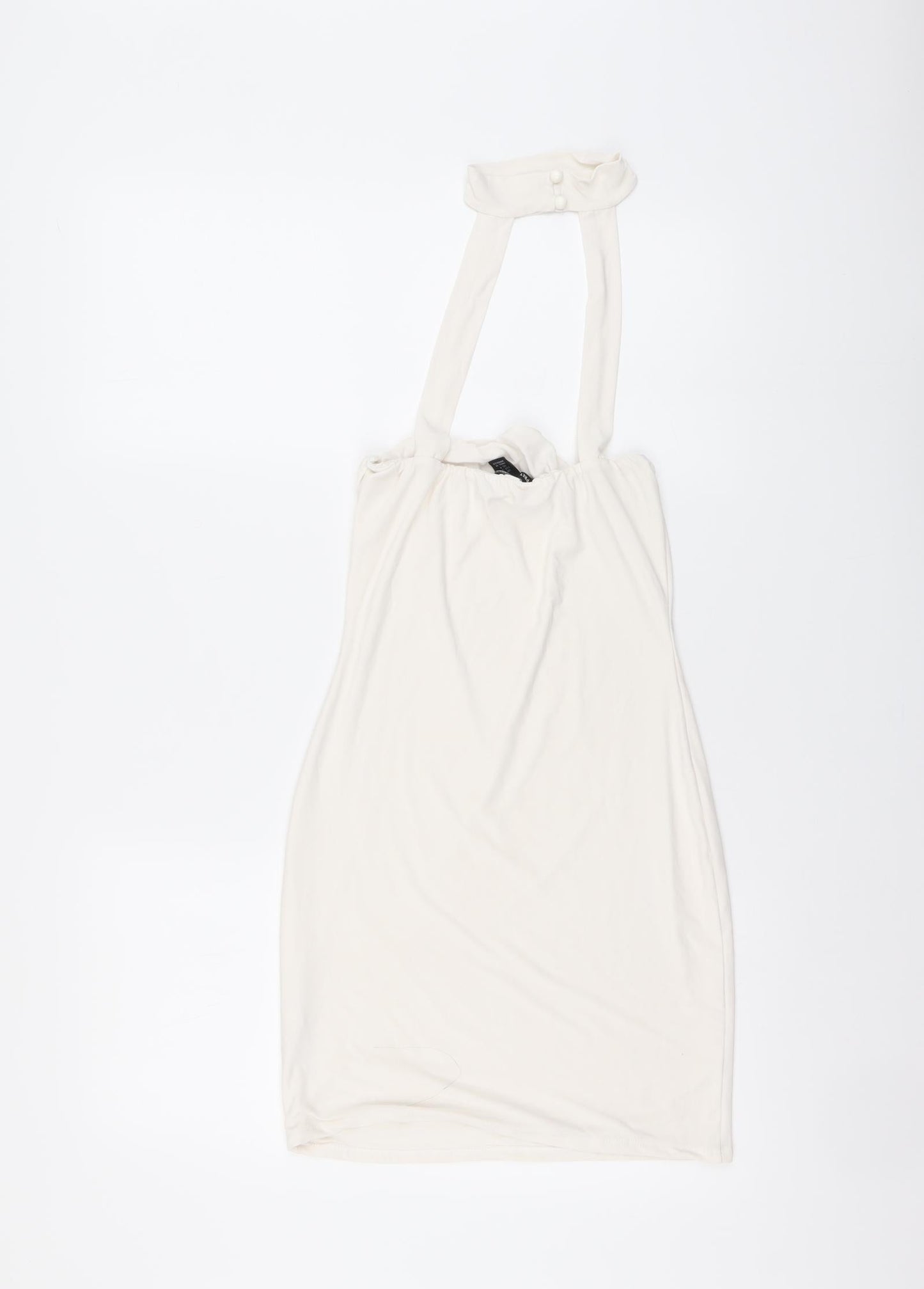 PRETTYLITTLETHING Womens White Polyester Basic Blouse Size 8 Halter