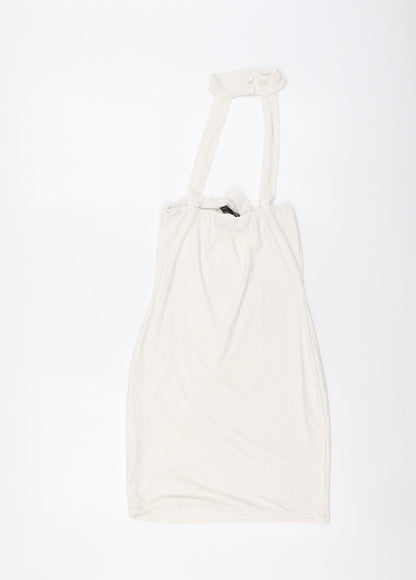 PRETTYLITTLETHING Womens White Polyester Basic Blouse Size 8 Halter
