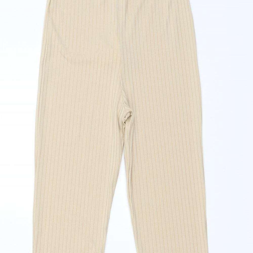 Boohoo Womens Beige Polyester Sweatpants Trousers Size 8 L29 in Regular Drawstring
