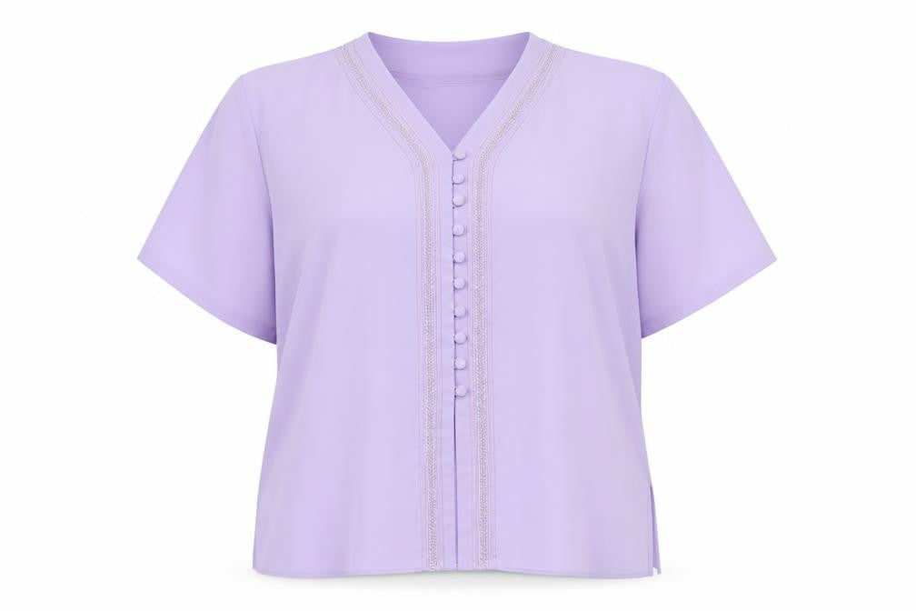 Eye Catch Womens Purple Polyester Basic Blouse Size XL V-Neck