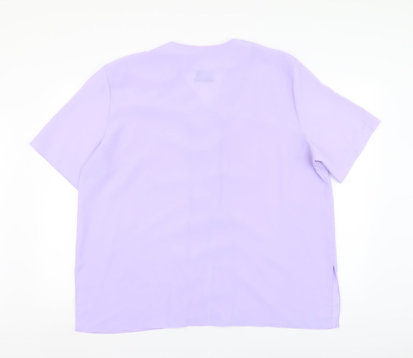 Eye Catch Womens Purple Polyester Basic Blouse Size XL V-Neck