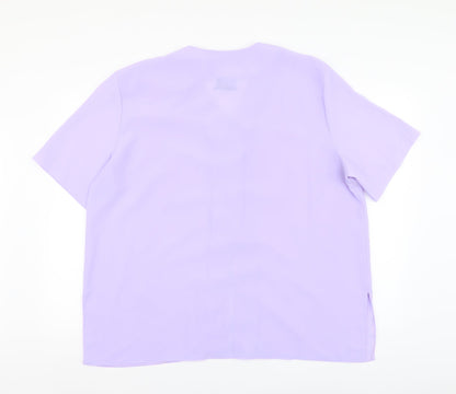 Eye Catch Womens Purple Polyester Basic Blouse Size XL V-Neck
