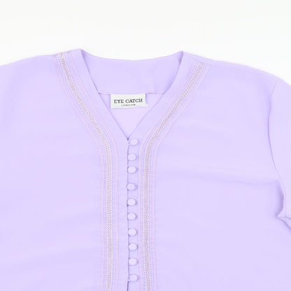 Eye Catch Womens Purple Polyester Basic Blouse Size XL V-Neck