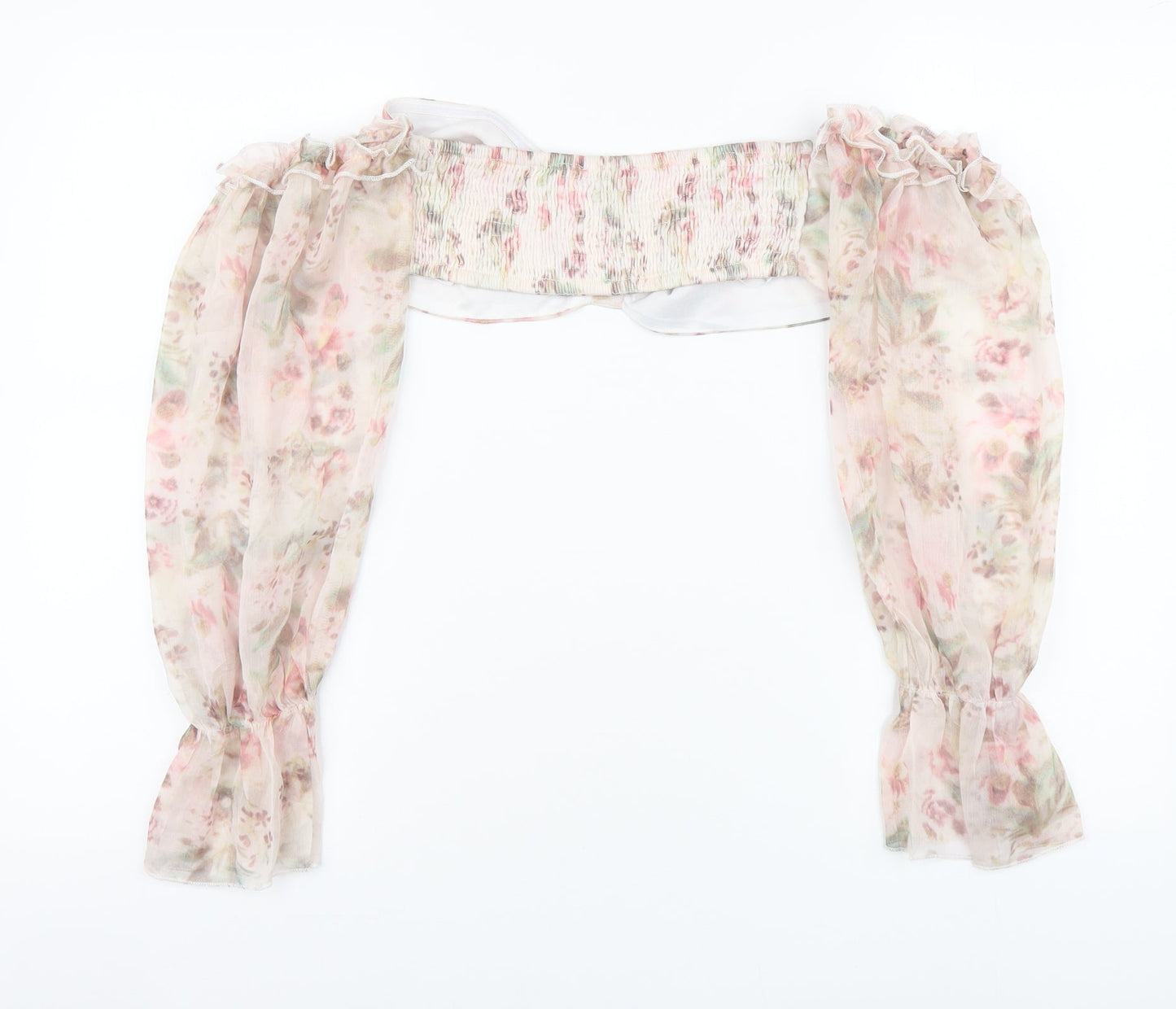 I SAW IT FIRST Womens Pink Floral Polyester Cropped Blouse Size 14 Sweetheart