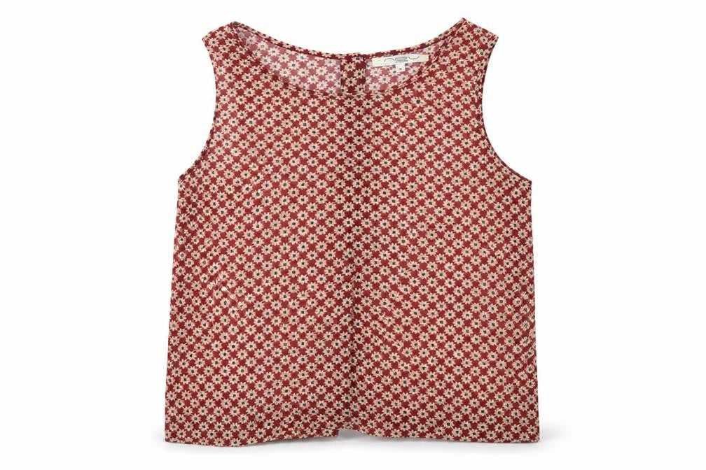New Look Womens Red Floral Polyester Basic Tank Size M Round Neck