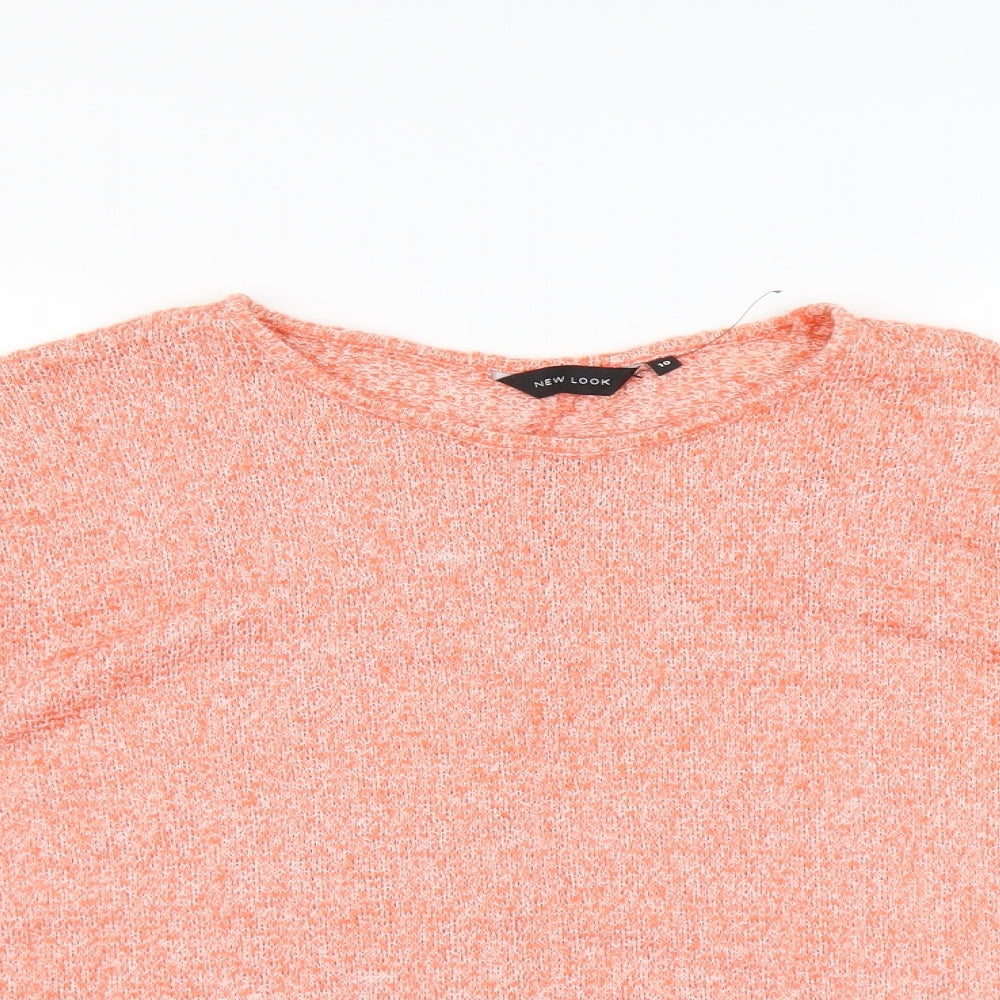 New Look Womens Orange Polyester Basic Blouse Size 10 Round Neck
