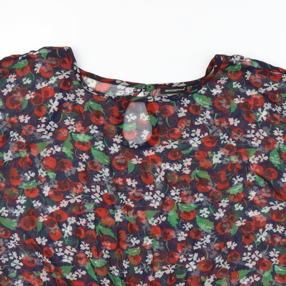 Atmosphere Womens Multicoloured Geometric Polyester Basic Blouse Size 8 Round Neck