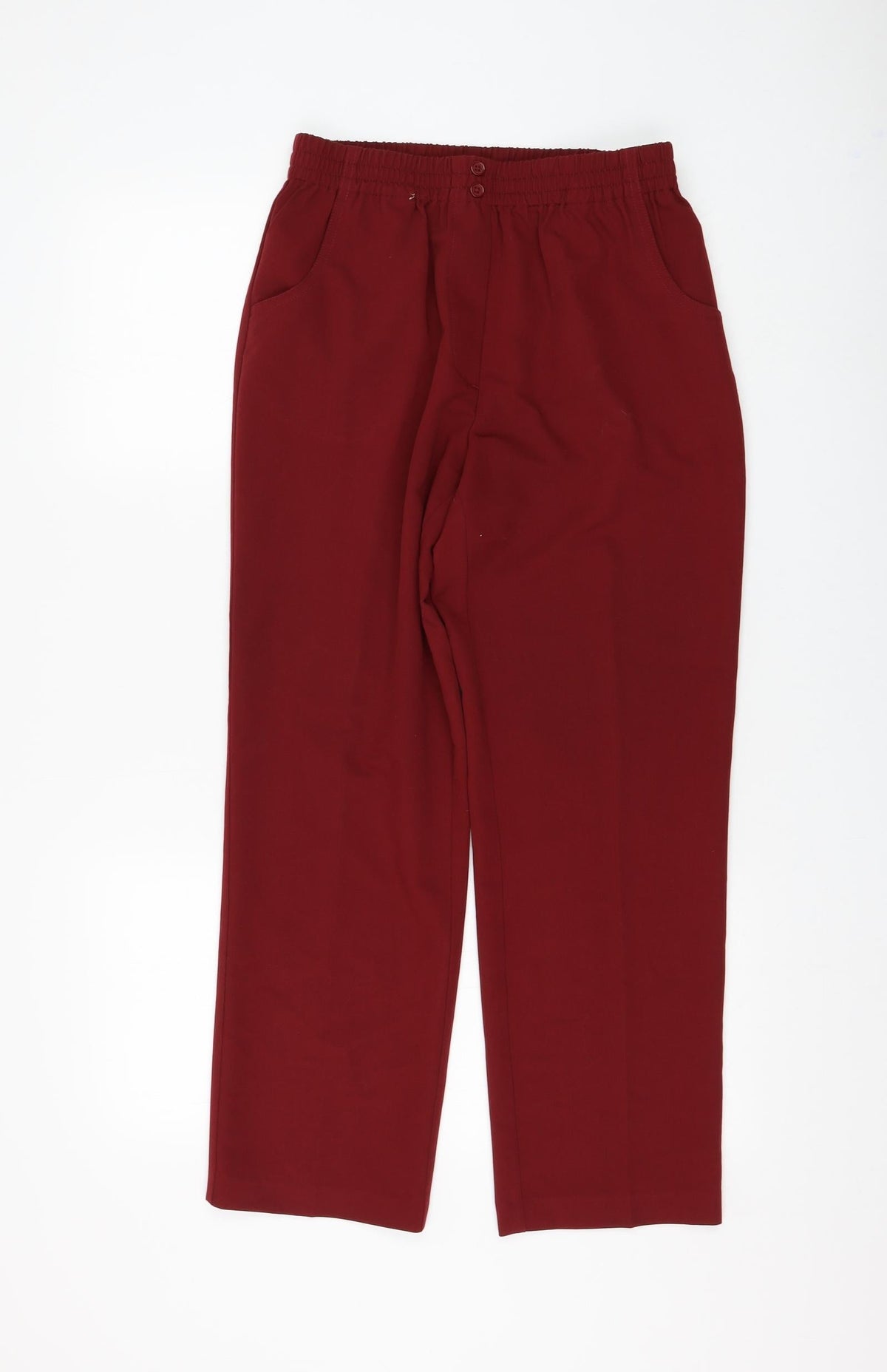 Ocealis Womens Red Polyester Trousers Size 10 L27 in Regular